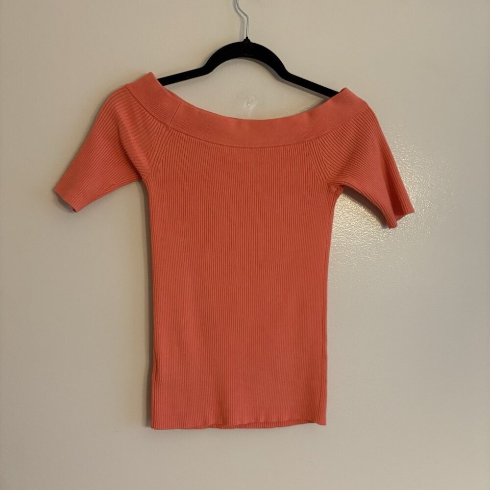 Anthropologie Women XS Coral Ribbed Classic Minuet Off The Shoulder Knit Top - Picture 10 of 10